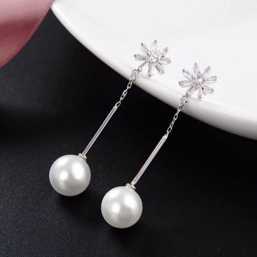 Silver Pearl Drop Earrings